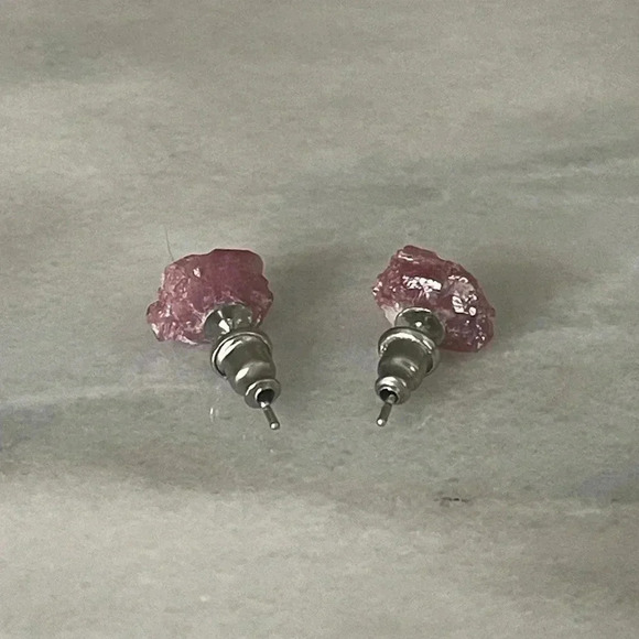 Raw Fuchsia Tourmaline Stud Earrings - Picture 6 of 8